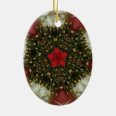 Kerstmis met rood groen goud met Red Star Keramisch Ornament (Achterkant)