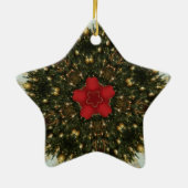 Kerstmis met rood groen goud met Red Star Keramisch Ornament (Achterkant)
