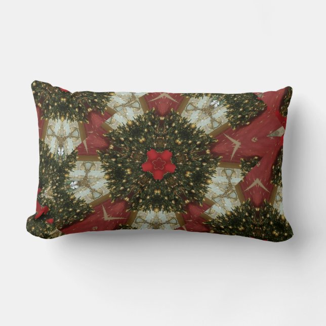 Kerstmis met rood groen goud met Red Star Kussen (Voorkant)