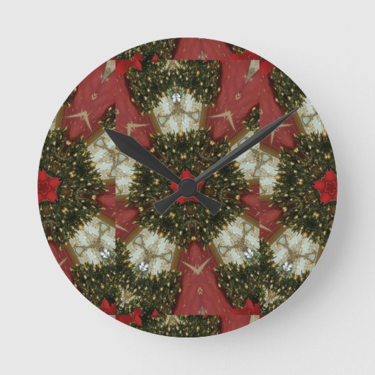 Kerstmis met rood groen goud met Red Star Ronde Klok (Voorkant)