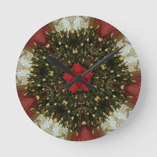 Kerstmis met rood groen goud met Red Star Ronde Klok (Voorkant)