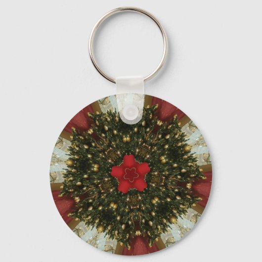 Kerstmis met rood groen goud met Red Star Sleutelhanger (Voorkant)