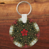 Kerstmis met rood groen goud met Red Star Sleutelhanger (Voorkant)