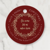 Kerstmis met Roos Gold Glitter Script met naam Bedankjes Labels (Voorkant)