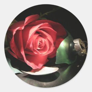 Kerstmis met Roos  kerstkaart Ronde Sticker