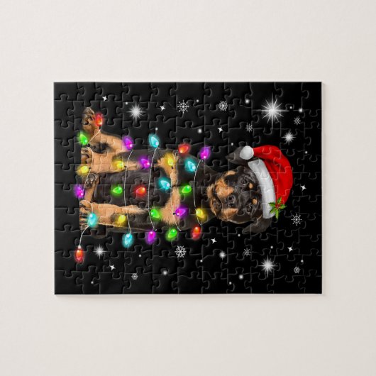 Kerstmis met Rottweiler Dog Legpuzzel (Horizontaal)