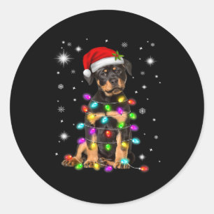 Kerstmis met Rottweiler Dog Ronde Sticker