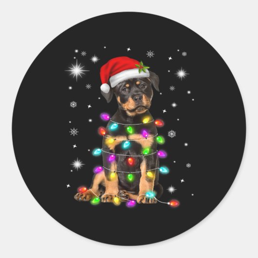 Kerstmis met Rottweiler Dog Ronde Sticker (Voorkant)