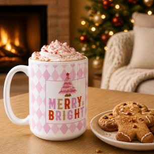 Kerstmis met Roze Diamant Merry and Bright Koffiemok