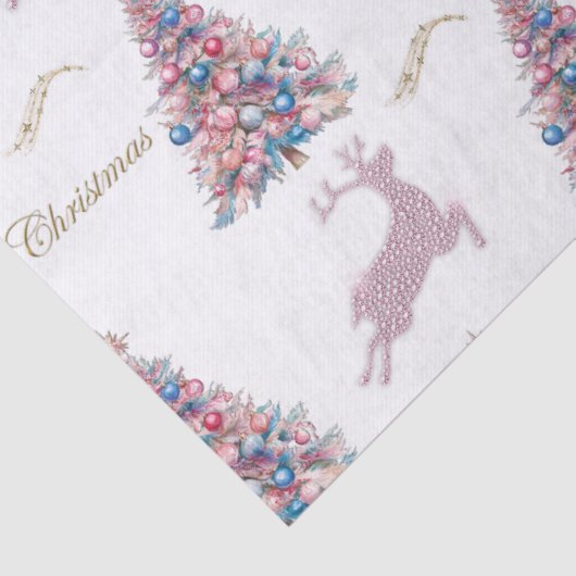 Kerstmis met Roze Pastel Rendier Diamant Tissuepapier (Detail)