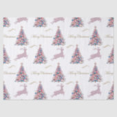 Kerstmis met Roze Pastel Rendier Diamant Tissuepapier (Voorkant)