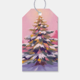 Kerstmis met Roze Tint | Waterverf Kerstfeest Cadeaulabel