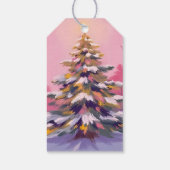 Kerstmis met Roze Tint | Waterverf Kerstfeest Cadeaulabel (Achterkant)