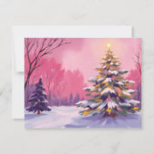 Kerstmis met Roze Tint | Waterverf Kerstkaart (Voorkant)