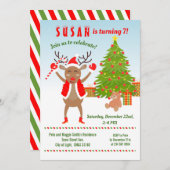 Kerstmis met Rudolph Birthday Party Kaart (Voorkant / Achterkant)