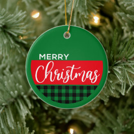 Kerstmis met ruitjes - Kerstornament Keramisch Ornament