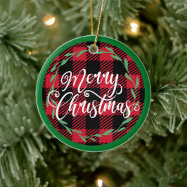 Kerstmis met ruitjes - Kerstornament Keramisch Ornament
