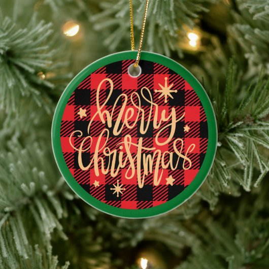Kerstmis met ruitjes - Kerstornament Keramisch Ornament (Boom)