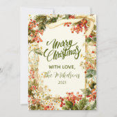 Kerstmis met rustieke hulstbessen feestdagenkaart (Voorkant)