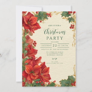 Kerstmis met Rustieke Rode Amaryllis Kaart