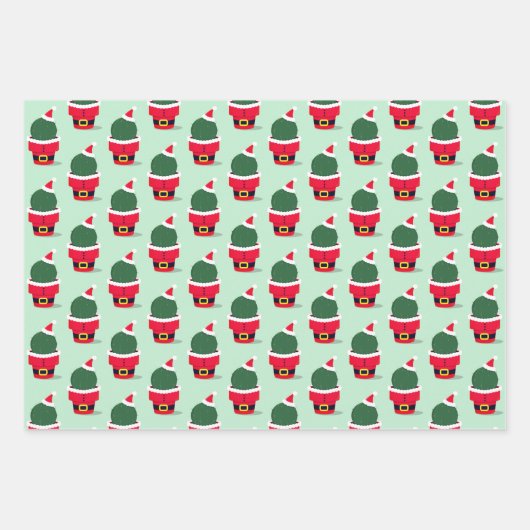 Kerstmis met Santa Cactus Inpakpapier Vel (Voorkant)