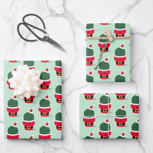 Kerstmis met Santa Cactus Inpakpapier Vel (Voorkant)