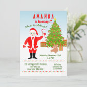 Kerstmis met Santa Claus Birthday Party Kaart (Staand voorkant)