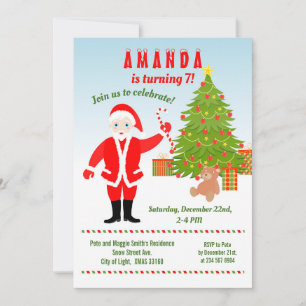 Kerstmis met Santa Claus Birthday Party Kaart