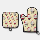 Kerstmis met Santa Egg Ovenwant & Pannenlap Set (Voorkant)