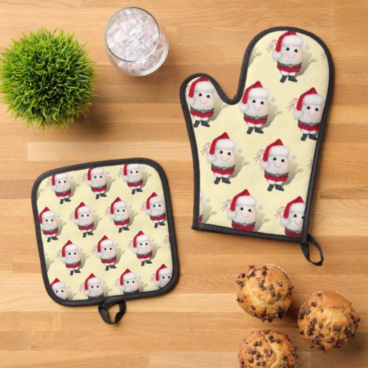 Kerstmis met Santa Egg Ovenwant & Pannenlap Set (Top down)