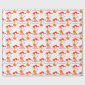 Kerstmis met Santa Fox Candy Cane Cadeaupapier (Vlak)