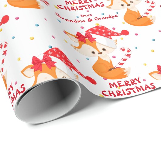 Kerstmis met Santa Fox Candy Cane Cadeaupapier (Rol Hoek)