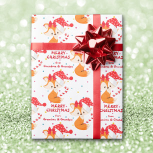 Kerstmis met Santa Fox Candy Cane Cadeaupapier