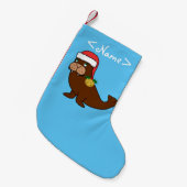 Kerstmis met Santa Hat en Gold Bell Kleine Kerstsok (Voorkant (Hangend))