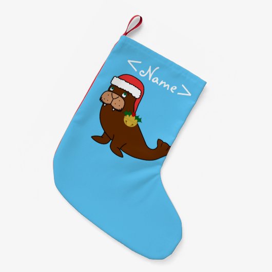 Kerstmis met Santa Hat en Gold Bell Kleine Kerstsok (Voorkant (Hangend))