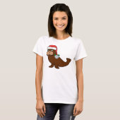 Kerstmis met Santa Hat en Silver Bell T-shirt (Voorkant volledig)