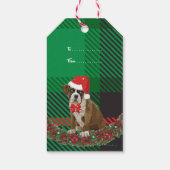 Kerstmis met Santa Hat Green Gift-Labels Cadeaulabel (Achterkant)