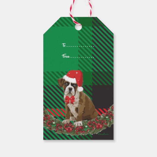 Kerstmis met Santa Hat Green Gift-Labels Cadeaulabel (Achterkant)
