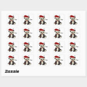 Kerstmis met Santa Hat Panda Candy Cane Vierkante Sticker (Vel)