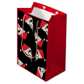 Kerstmis met Santa Hats Gift Bag Black Medium Cadeauzakje (Voorkant Gekanteld)