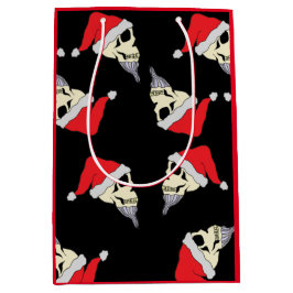 Kerstmis met Santa Hats Gift Bag Black Medium Cadeauzakje