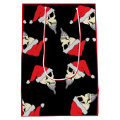 Kerstmis met Santa Hats Gift Bag Black Medium Cadeauzakje (Achterkant)