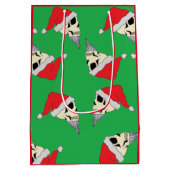 Kerstmis met Santa Hats Gift Bag Green Medium Cadeauzakje (Achterkant)