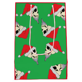 Kerstmis met Santa Hats Gift Bag Green Medium Cadeauzakje