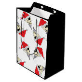 Kerstmis met Santa Hats Gift Bag White Medium Cadeauzakje (Achterkant Gekanteld)