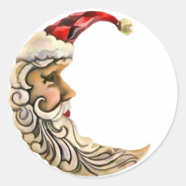 Kerstmis met Santa Moon Ronde Sticker