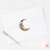 Kerstmis met Santa Moon Ronde Sticker (Envelop)