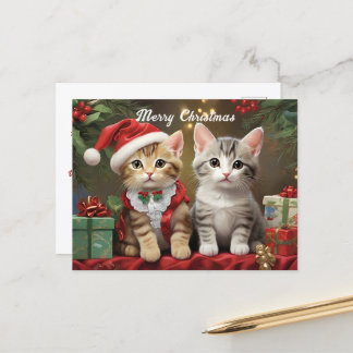 Kerstmis met Schattigee Katten Briefkaart