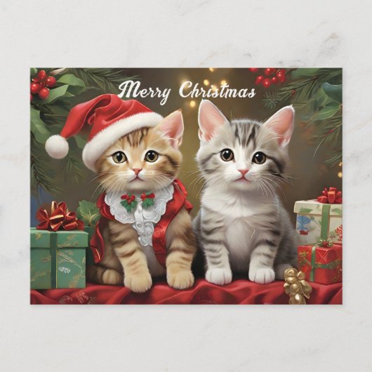 Kerstmis met Schattigee Katten Briefkaart (Voorkant)