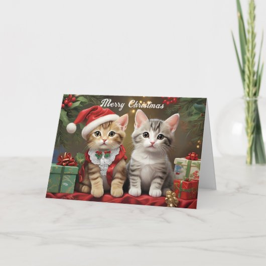 Kerstmis met Schattigee Katten Kaart (Voorkant)